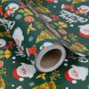 Aimyoo Kids Christmas Wrapping Paper Jumbo Roll, Green Xmas Gift Wrap Paper 17 inx 32 ft, Cute Snowman Santa Red Stockings Holly Bells Merry Christmas Letters Design view 1