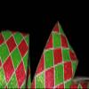1 Pcs 2 1/2"W Diamond Harlequin Jester Wired Ribbon Red Green White Glitter 10 Yards, Ribbon for Gift Wrapping | #AA120RK view 1