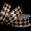 1 Pcs 1 1/2"W Diamond Harlequin Jester Wired Ribbon Gold Black 10 Yards, Ribbon for Gift Wrapping | #AA120RK view 1