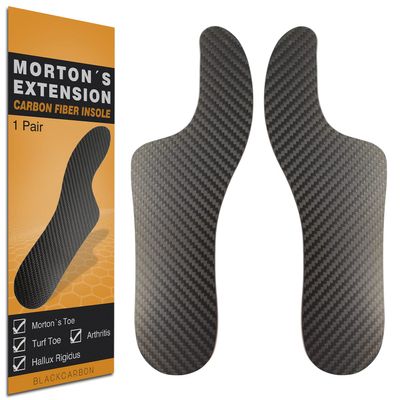 1 Pair Morton's Extension Orthotic,Carbon Fiber Insole,Rigid Foot Support Insert for Morton's Toe,Turf Toe,Hallux Rigidus,Arthritis 25.5cm(Men's Size 9/Women 10)