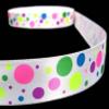 1 Pcs 7/8"W Polka Dot Satin Ribbon White Neon Pink Green Blue Yellow 5 Yards, Ribbon for Gift Wrapping | #AA120RK view 1