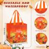 Sanwuta 48 Pcs Fall Thanksgiving Non Woven Tote Bags with Handles, Waterproof Autumn Goodie Pumpkin Tote, Thanksgiving Party Favor view 3