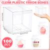 100 Pcs Clear Favor Boxes Plastic Clear Gift Boxes 4 x 4 x 4 Inch Candy Transparent PVC Gift Package for Teacher Students Back to School Wedding Bridal Baby Shower Party Cupcake Macaron Candy Cookie view 2
