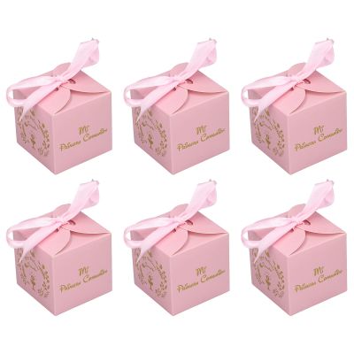 50pcs Favor Boxes 2 6x2 6x2 6 inches tissueBoxes, SmallBoxes, with Ribbons Candy Box for Wedding Favors Infants Shower Bridal Shower Birthday Party (Pink), SmallBoxes, 50pcs Favor Bo