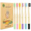 NUDUKO Kids Toothbrush Bamboo Toothbrushes 6 Pack - Organic Tooth Brush Wooden Baby Toddler Toothbrush, Eco-Friendly Natural Biodegradable Soft Bristle Toothbrush for Children, Round Handle view 1