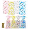 WDNUKEE 100pcs Clear Treat Bags, Polka Dot Cellophane Bags, Plastic Christmas Cello Bags Sweets Bags with 100 Twist Ties (4 Pattern) view 1