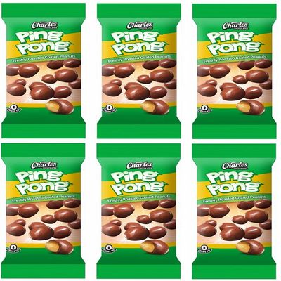 Charles Chocolates Bite Size Chocolate Candy - 50g Product of Jamaica (Charles Ping Pong 50g Chocolate Covered Peanuts) 6 Pack, 1.76 Ounce
