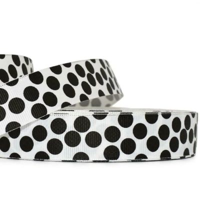 1 Pcs 7/8"W Floating Polka Dot Grosgrain Ribbon White Black 5 Yards, Polka Dot Ribbon for Gift Wrapping | #AA120RK