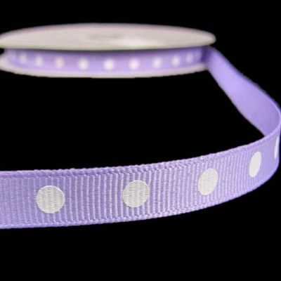 1 Pcs 3/8"W Grosgrain Ribbon Lavender Pastel Purple White Dotted Polka Dot 5 Yards, Polka Dot Ribbon for Gift Wrapping | #AA120RK