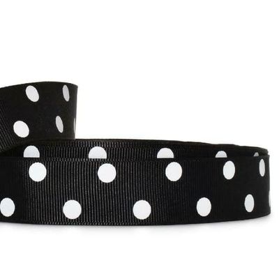 1 Pcs 7/8"W Polka Dot Grosgrain Ribbon Black White 5 Yards, Polka Dot Ribbon for Gift Wrapping | #AA120RK