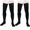 Zhanmai 2 Pairs Thigh High Men's Compression Socks 20-30 Mmhg Compression Stocking with Silicone Grip Men's Dress Socks (Large) view 1