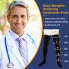 Zhanmai 2 Pairs Thigh High Men's Compression Socks 20-30 Mmhg Compression Stocking with Silicone Grip Men's Dress Socks (Large) view 3