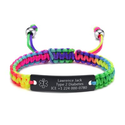 XUANPAI Medical Alert Bracelet for Women-Free Personalized Handmade Adjustable Braided Rope Bracelet for Mens/Medical ID Bracelet for Men Women/Medical ID Identification Bracelet