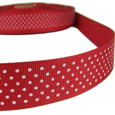 1 Pcs 1"W Confetti Swiss Tiny Polka Dot Grosgrain Ribbon Red White 5 Yards, Ribbon for Gift Wrapping | #AA120RK