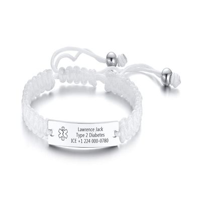 XUANPAI Medical Alert Bracelet for Women-Free Personalized Handmade Adjustable Braided Rope Bracelet for Mens/Medical ID Bracelet for Men Women/Medical ID Identification Bracelet
