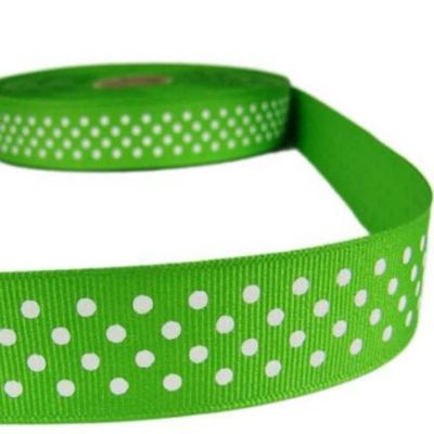 1 Pcs 1"W Confetti Swiss Polka Dot Grosgrain Ribbon Green White 5 Yards, Ribbon for Gift Wrapping | #AA120RK
