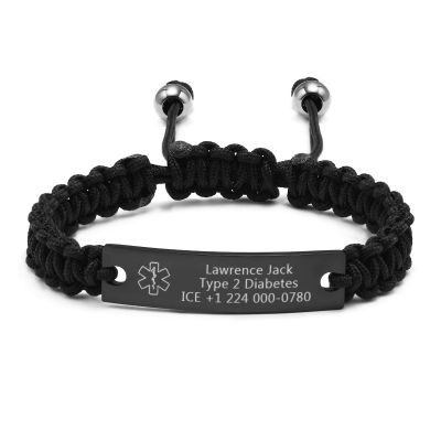XUANPAI Medical Alert Bracelet for Women-Free Personalized Handmade Adjustable Braided Rope Bracelet for Mens/Medical ID Bracelet for Men Women/Medical ID Identification Bracelet