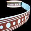 1 Pcs 7/8"W Spool Polka Dot Stripes Grosgrain Ribbon Blue Brown 3 Yards, Ribbon for Gift Wrapping | #AA120RK view 1