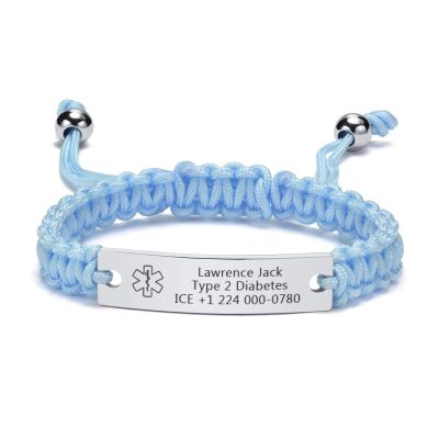 XUANPAI Medical Alert Bracelet for Women-Free Personalized Handmade Adjustable Braided Rope Bracelet for Mens/Medical ID Bracelet for Men Women/Medical ID Identification Bracelet