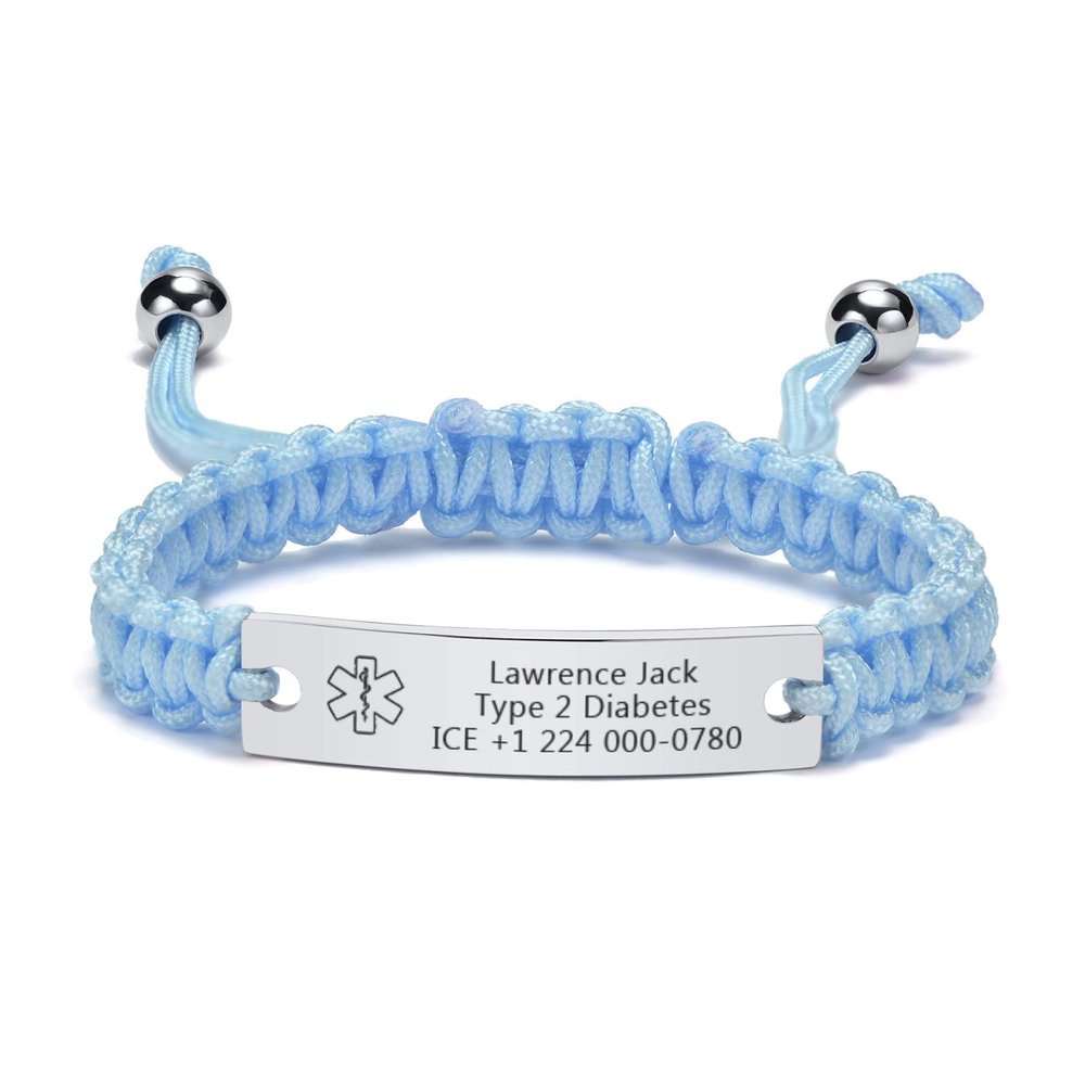 XUANPAI Medical Alert Bracelet for Women-Free Personalized Handmade Adjustable Braided Rope Bracelet for Mens/Medical ID Bracelet for Men Women/Medical ID Identification Bracelet