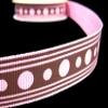 1 Pcs 7/8"W Spool Polka Dot Stripes Grosgrain Ribbon Pink Brown 3 Yards, Ribbon for Gift Wrapping | #AA120RK view 1