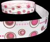 1 Pcs 1 1/2"W Disc Polka Dots Polkadots Grosgrain Ribbon Pink Brown 5 Yards, Ribbon for Gift Wrapping | #AA120RK view 1