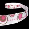 1 Pcs 7/8"W Disc Polka Dots Polkadots Grosgrain Ribbon Pink Brown 5 Yards, Ribbon for Gift Wrapping | #AA120RK view 1