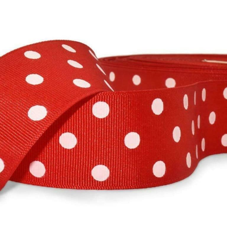 1 Pcs 1 1/2"W Polka Dot Grosgrain RibbonRed White 10 Yards, Ribbon for Gift Wrapping | #AA120RK