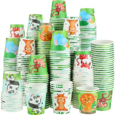 Skyley 600 Pack 3 oz Bathroom Paper Cups for Kids Disposable Mini Animal Mouthwash Cup Small Cold Beverage Drinking Container for Home Office Birthday Party Water Coolers(Animals Style)