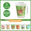 Skyley 600 Pack 3 oz Bathroom Paper Cups for Kids Disposable Mini Animal Mouthwash Cup Small Cold Beverage Drinking Container for Home Office Birthday Party Water Coolers(Animals Style) view 2