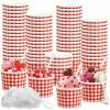Tessco for you 100 Pack 12oz Valentine's Day Ice Cream Cups with Plastic Spoons Red and White Checkered Snack Bowls Paper Plaid Cups for Hot Soup Snacks Fruits Christmas Party Supplies(Red) view 1