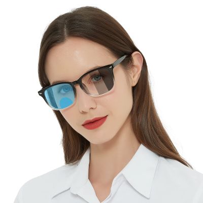 MARE AZZURO Photochromic Bifocal Reading Glasses 3.50+ Women Blue Light Outdoor Readers 1.00 1.25 1.50 1.75 2.00 2.25 2.50 2.75 3.00 3.50 (B+clear, 3.5)