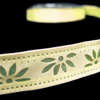 1 Pcs 1/2"W Flowers Die Cut Out Wired Ribbon Yellow 5 Yards, Ribbon for Gift Wrapping | #AA120RK
