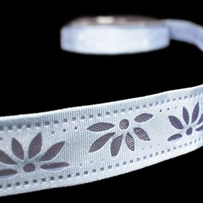 1 Pcs 1/2"W Flowers Die Cut Out Wired Ribbon Blue 5 Yards, Ribbon for Gift Wrapping | #AA120RK