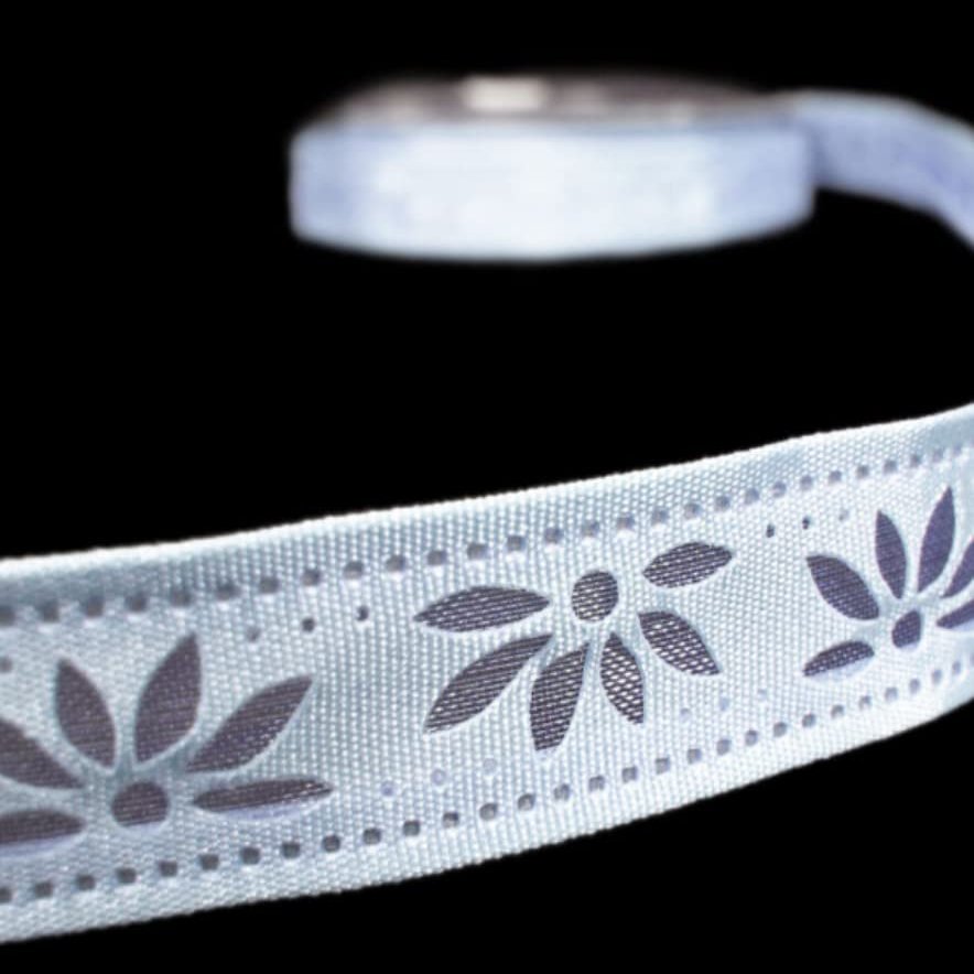 1 Pcs 1/2"W Flowers Die Cut Out Wired Ribbon Blue 5 Yards, Ribbon for Gift Wrapping | #AA120RK