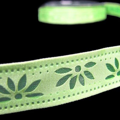 1 Pcs 1/2"W Flowers Die Cut Out Wired Ribbon Green 5 Yards, Ribbon for Gift Wrapping | #AA120RK