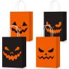 24 Pcs Halloween Treat Bags Halloween Paper Gift Bags with Handles Candy Bags Goodie Bags for Holiday Treats Snacks Halloween Party Favors Supplies (Bright Style) view 1