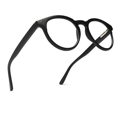 2SeeLife Large Round TR-90 Reading Glasses for Men & Women  Medium-Large Fit, Durable, Spring Hinges, Blue Light Readers, Black, +1.75