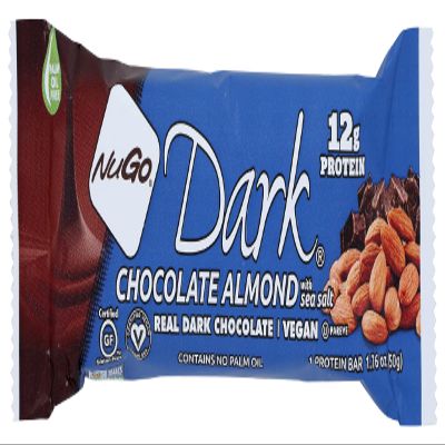Nugo Dark Chocolate Almond Bar, With Sea Salt, 12g Protein, Non-GMO, Gluten Free, Vegan, 1.76 Oz (Pack of 12)