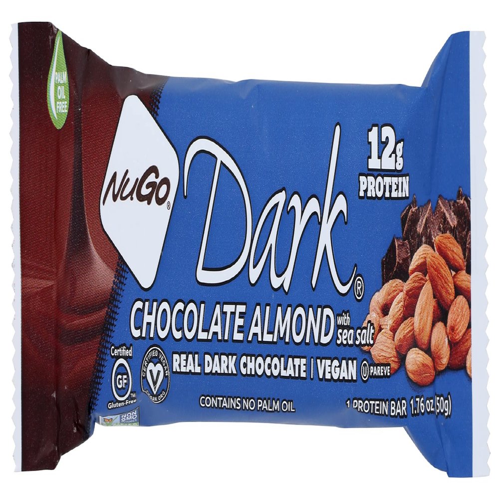 Nugo Dark Chocolate Almond Bar, With Sea Salt, 12g Protein, Non-GMO, Gluten Free, Vegan, 1.76 Oz (Pack of 12)