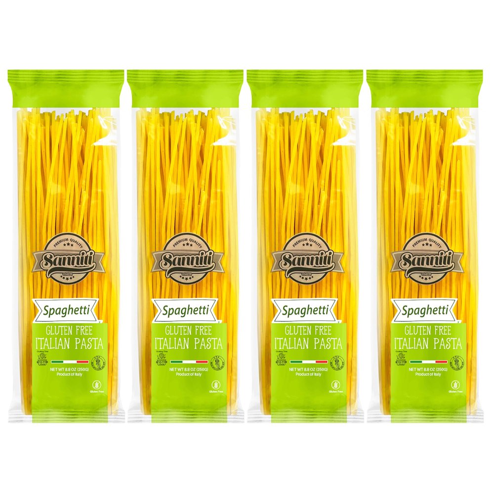 Sanniti Italian Gluten Free Spaghetti Pasta | European-Kosher | Vegan | GMO-Free | Made with Corn and Rice | Imported from Italy, 8.8 oz each [Pack of 4]