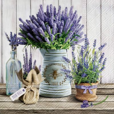 AM Decor 20-Count Tissue Decoupage Luncheon Paper Napkins -13" x 13" (Unfolded) Lavender in Bucket