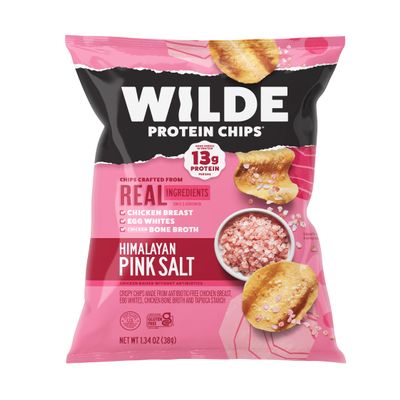 WILDE Himalayan Pink Salt Protein Chips, Thin and Crispy, High Protein, Keto Friendly, Made with Real Ingredients, 1.34oz Bags (Pack of 8)