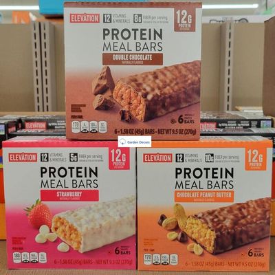 Elevation Protein Meal Bars Double Chocolate, Strawberry, Chocolate Peanut Butter, 9.5oz 270g (Three Boxes), 3