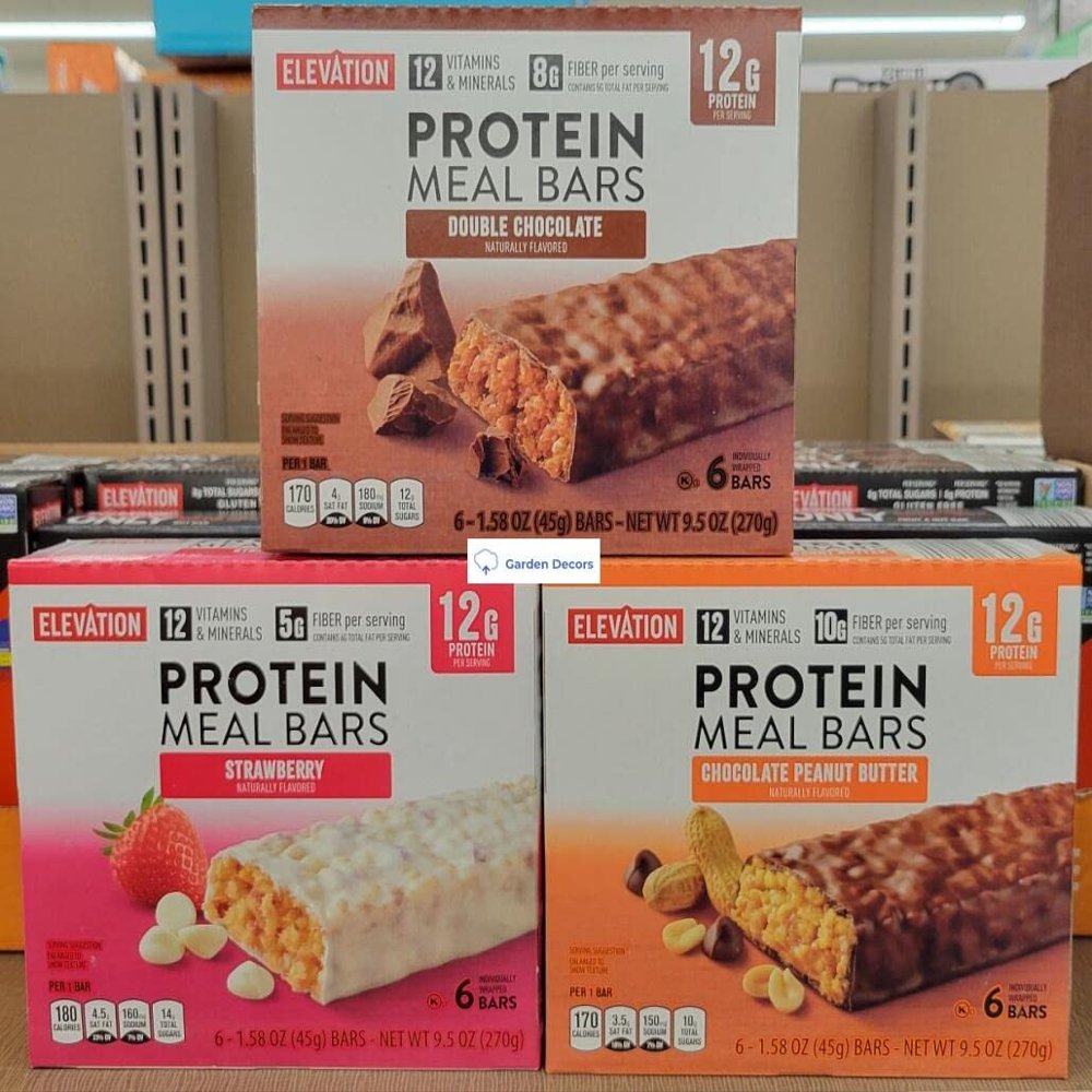 Elevation Protein Meal Bars Double Chocolate, Strawberry, Chocolate Peanut Butter, 9.5oz 270g (Three Boxes), 3