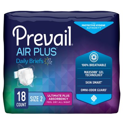 Prevail Air Plus Daily Brief - Size 2 - Breathability - Ultimate Absorbency - 18 Count