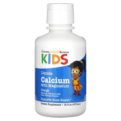 California Gold Nutrition Childrens Liquid Calcium with Magnesium , Bone and Immune Support, Orange Flavor, Gluten Free, Non-GMO, 16 fl oz (473 ml)