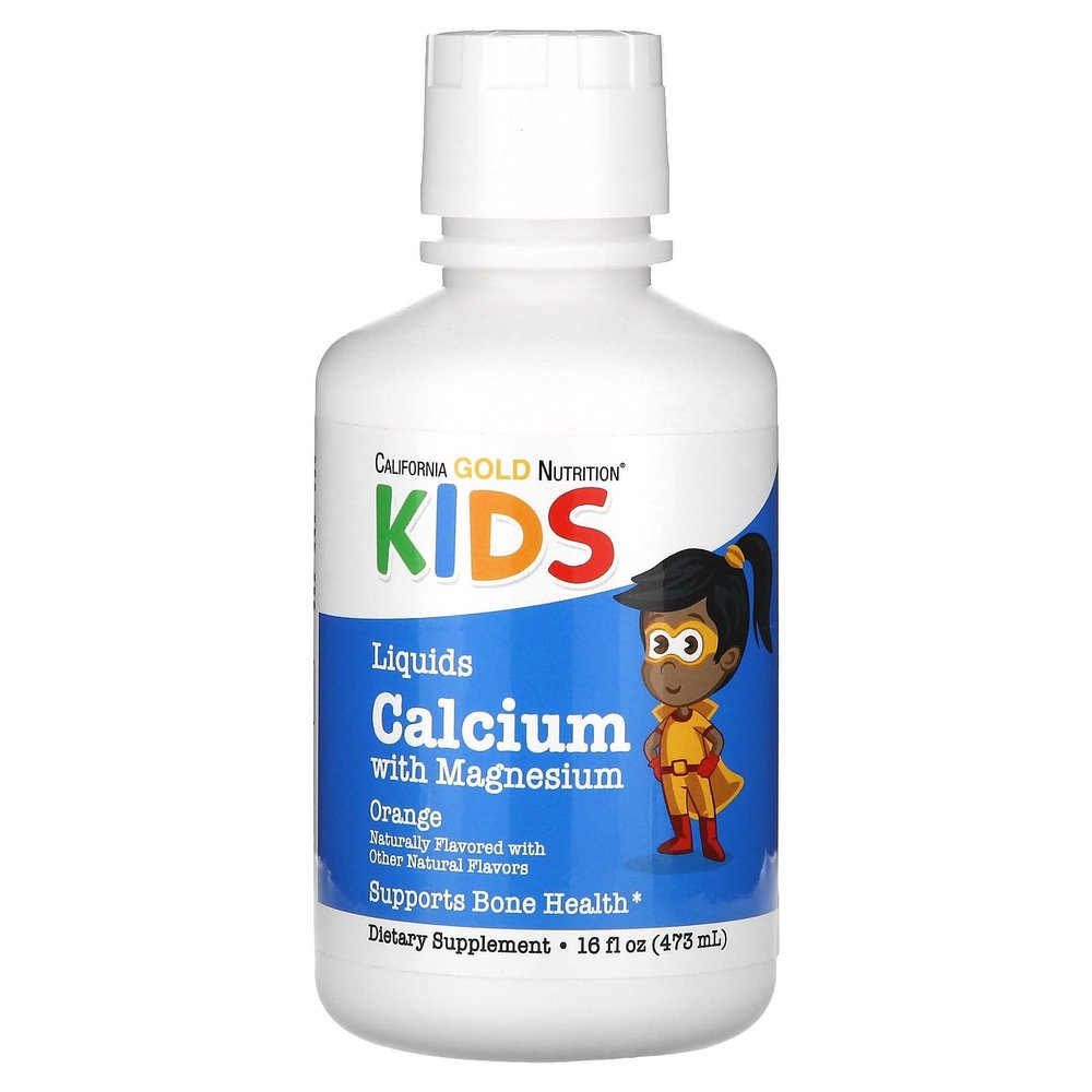 California Gold Nutrition Childrens Liquid Calcium with Magnesium , Bone and Immune Support, Orange Flavor, Gluten Free, Non-GMO, 16 fl oz (473 ml)