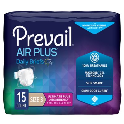 Prevail Air Plus Daily Brief | Size 3 | Breathability | Ultimate Absorbency | 15 Count, 15 Count (Pack of 1)