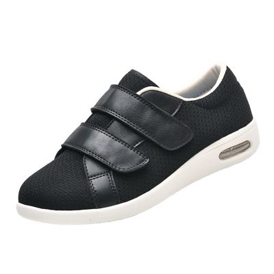 Yytcsjz Women's Wide Fit Memory Foam Diabetic Slippers, Adjustable Cozy Arthritis Edema House Shoes, Give It to Parents, Make The Elderly in The World Healthier (Color : Black, Foot Length : 24cm)